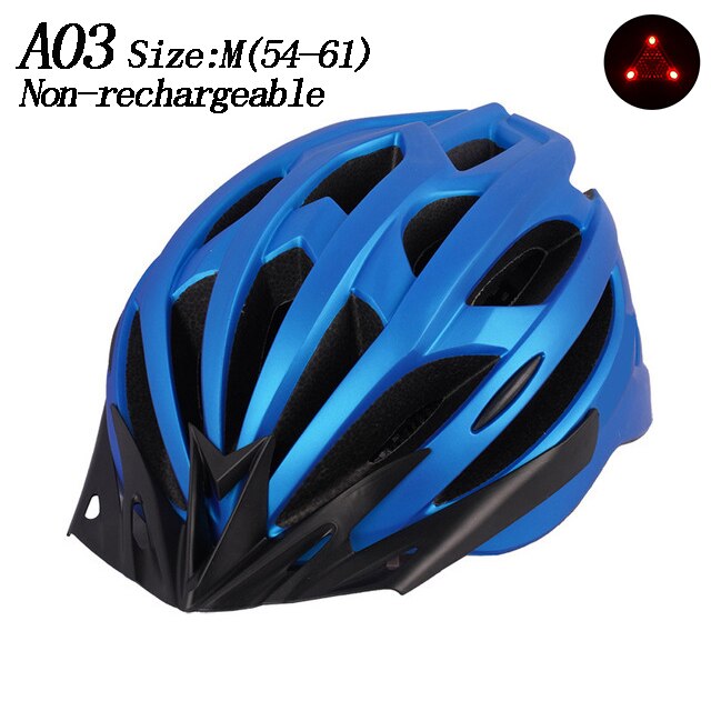 Led-Licht Fietshelm Ultralight Eps + Pc Cover Mtb Racefiets Helm Integraal Mold Fietshelm Unisex veilig Rijden Cap: Blue A03