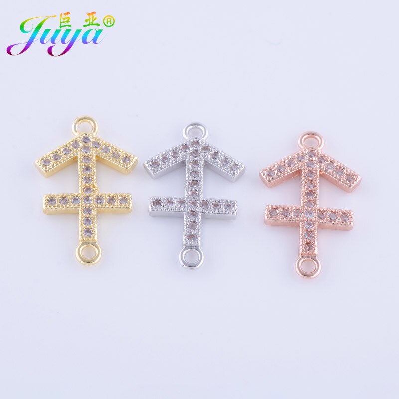 Gioielli FAI DA TE Forniture di Rame Femminile 12 Costellazioni Dello Zodiaco Fascino del Connettore Pendenti con gemme e perle Per Le Donne Del Braccialetto Della Collana Fare