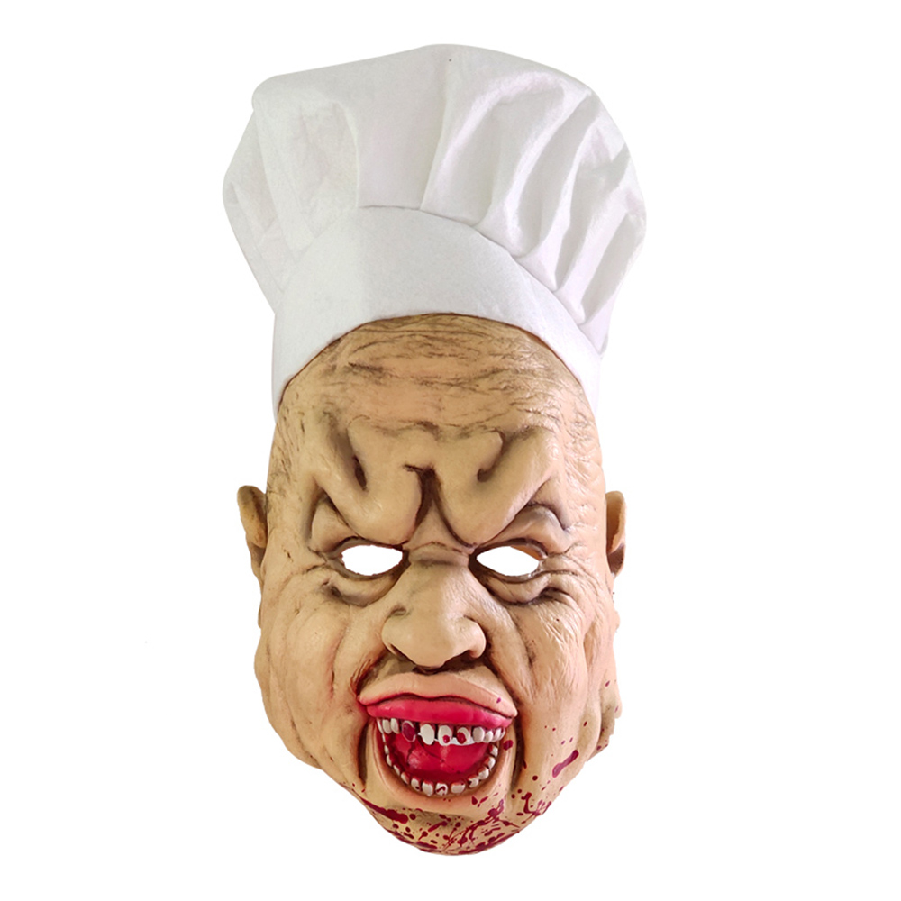 Halloween Mask Portable Waterproof Bloody Crazy Chef Halloween Horror Mask Haunted House Pretend Latex Mask