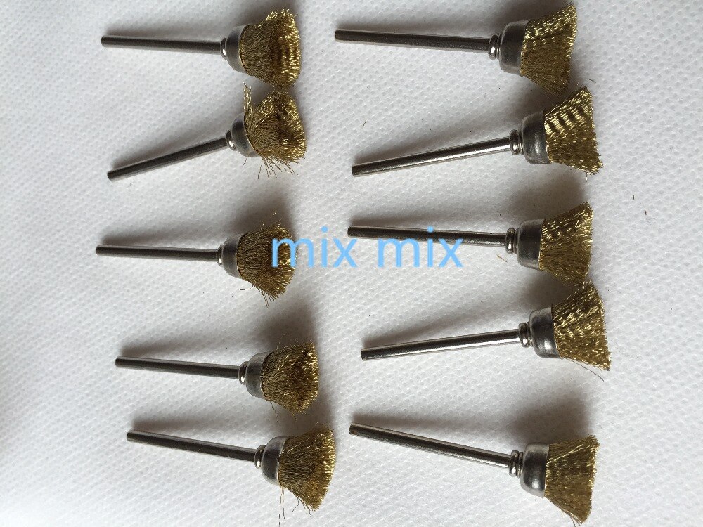 Fixmee 50 Stuks 15Mm Brass Wire Wheel Borstels Voor Grinder Rotary Tool Dremel Accessoires