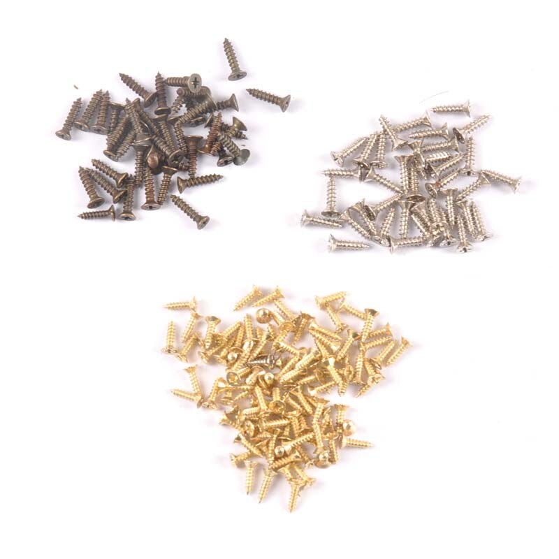 100PCS silver/golden/bronze Flat head screw Carpenter's small screw Furniture wooden box hardware accessories cp2421