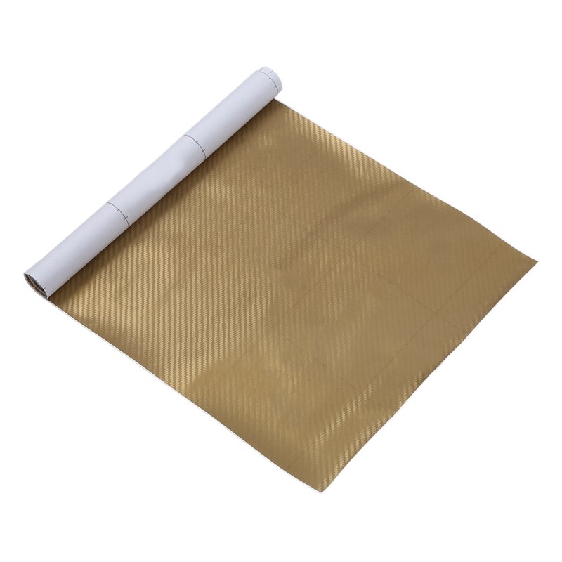 DIY 30x127 3D Carbon Fiber Decal Vinyl Film Wrap Roll Adhesive Car Sticker Sheet Gold