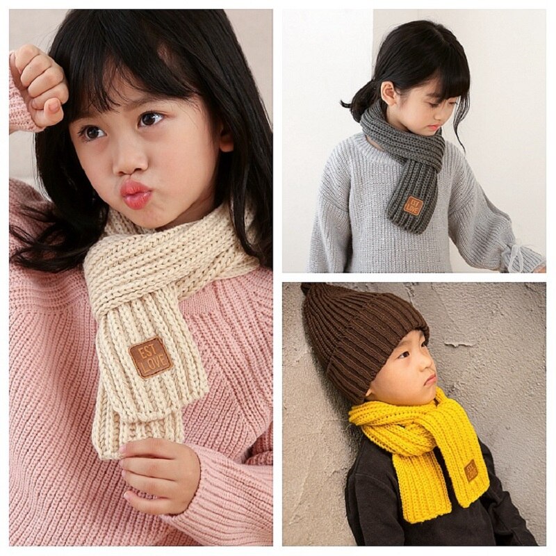 Toddler Baby Winter Scarves Warm Knitted Bib Boy Girls Adult Autumn Winter European American Children Winter Wool Scarf KF905