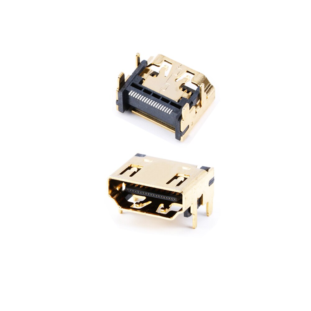10Pcs/LOT HDMI Compatible Female Jack Socket Connector 19PIN 19P Right Angle SMT SMD 90 Degree Gold-Plated HD 19 PIN
