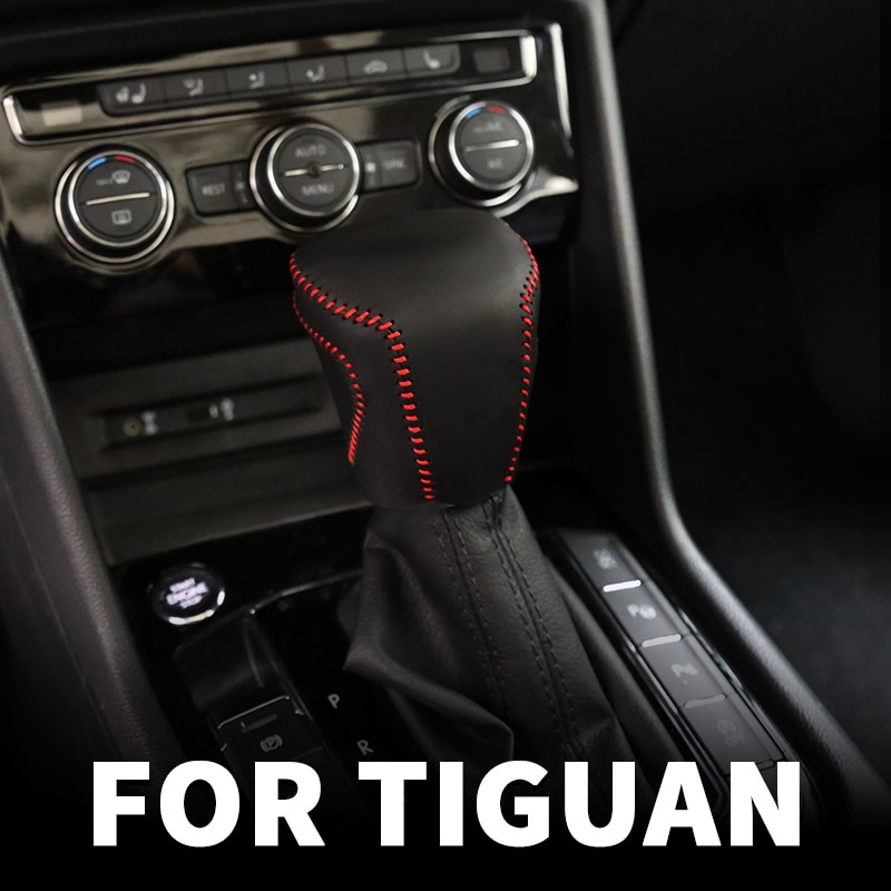 Auto Lederen Gear Cover Hand-Genaaid Versnellingspook Cover Voor Vw Volkswagen Tiguan Mk2