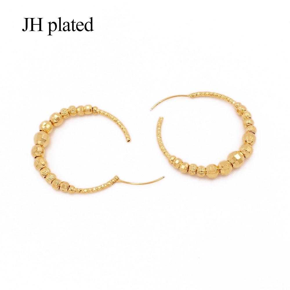 Boucles d'oreilles rondes de couleur or 24k, accessoires de piercing pour femmes/filles, bijoux,