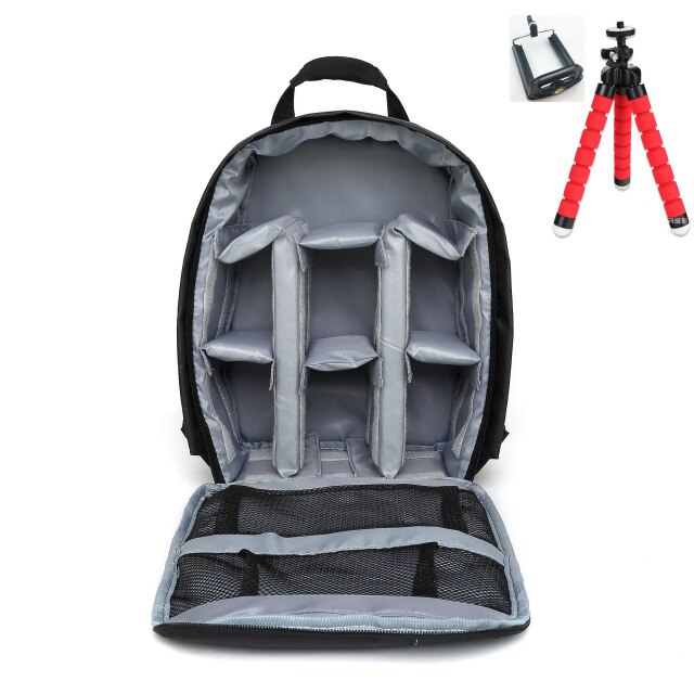 Multi-functional Camera Backpack Video Digital DSLR Bag Waterproof Outdoor Camera Photo Bag Case for Nikon/ for Canon/DSLR: gray and tripod