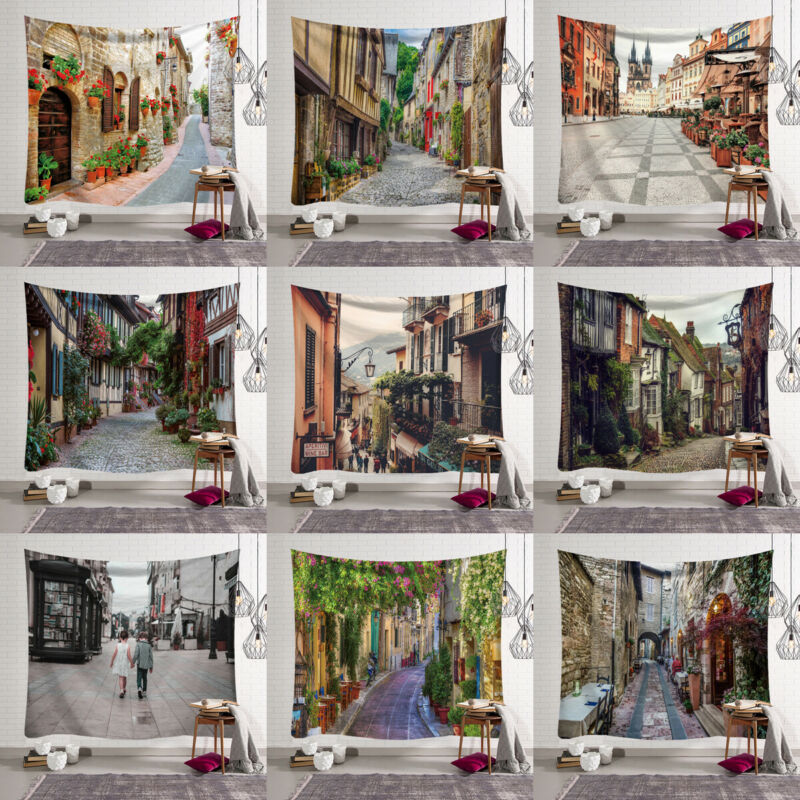 Małe miasteczko drukuj ściany wiszące nowoczesne gobelin psychodeliczny gapić się miasto rzuć narzuta Dom dekoracje gobelin mandala na ścianę dywan