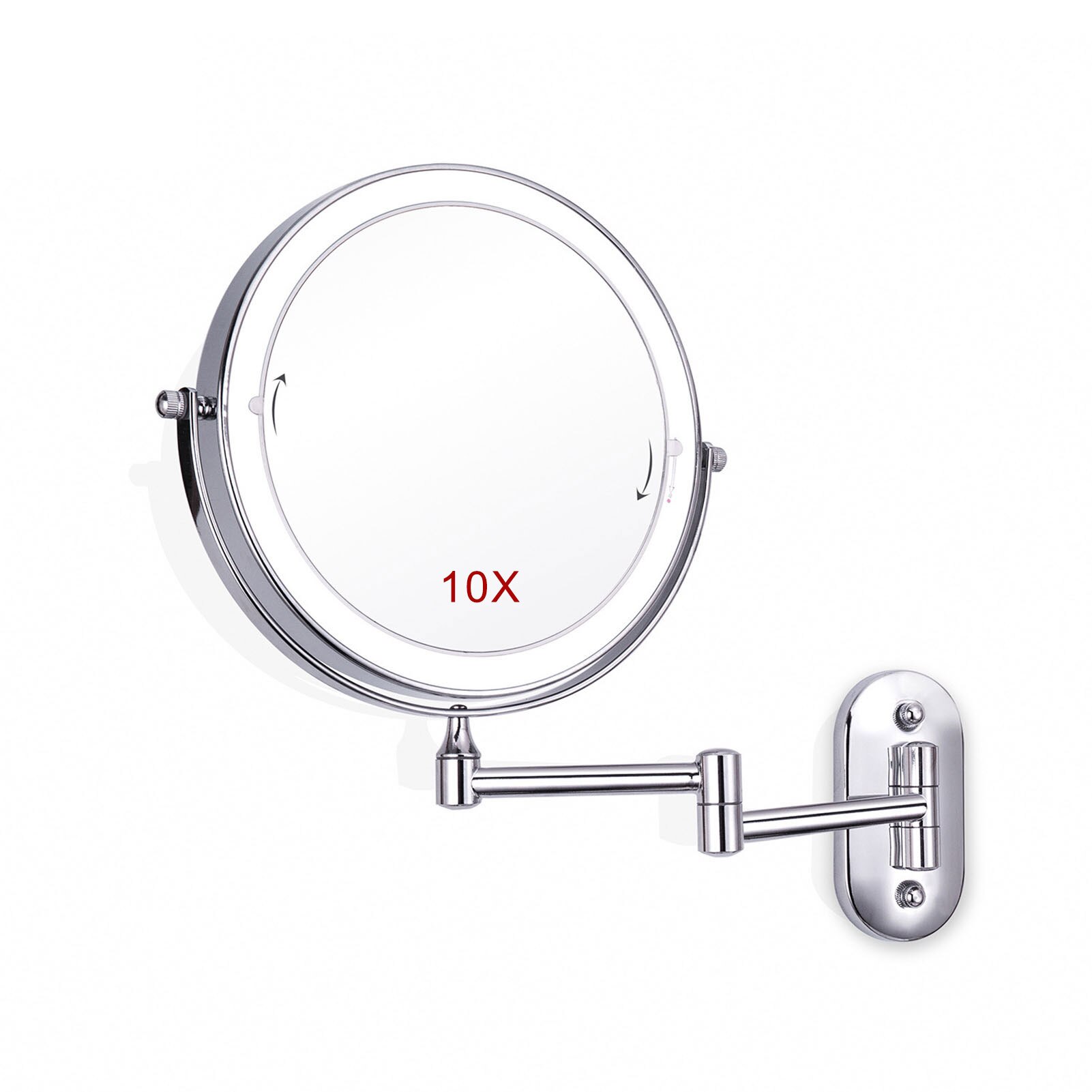 Espejo LED plegable para tocador de baño, espejo cosmético con luz Led Flexible, 10 aumentos, montado en la pared, 8 pulgadas: 10x magnification