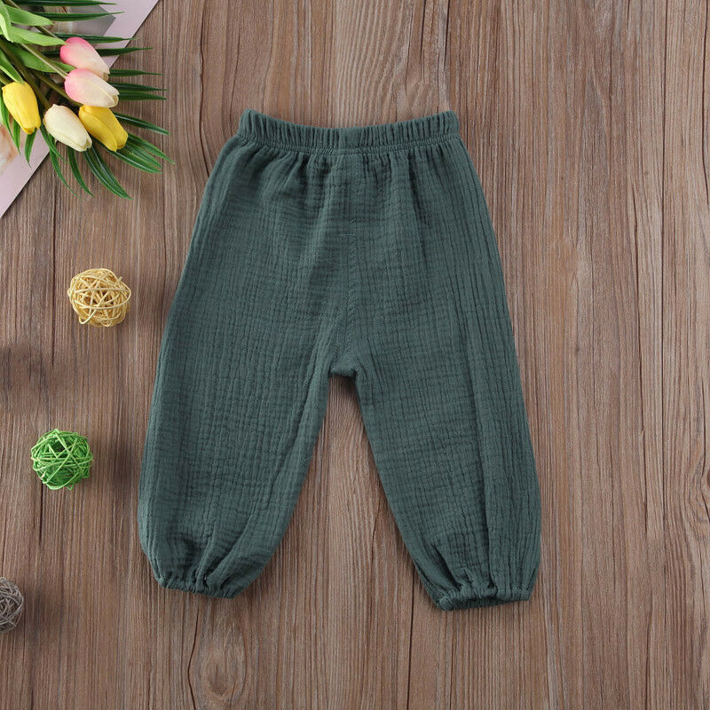 Enfant en bas âge enfants bébé garçon fille Leggings longs pantalon bas pantalons froissés pantalons bébé vêtements: green / 3T