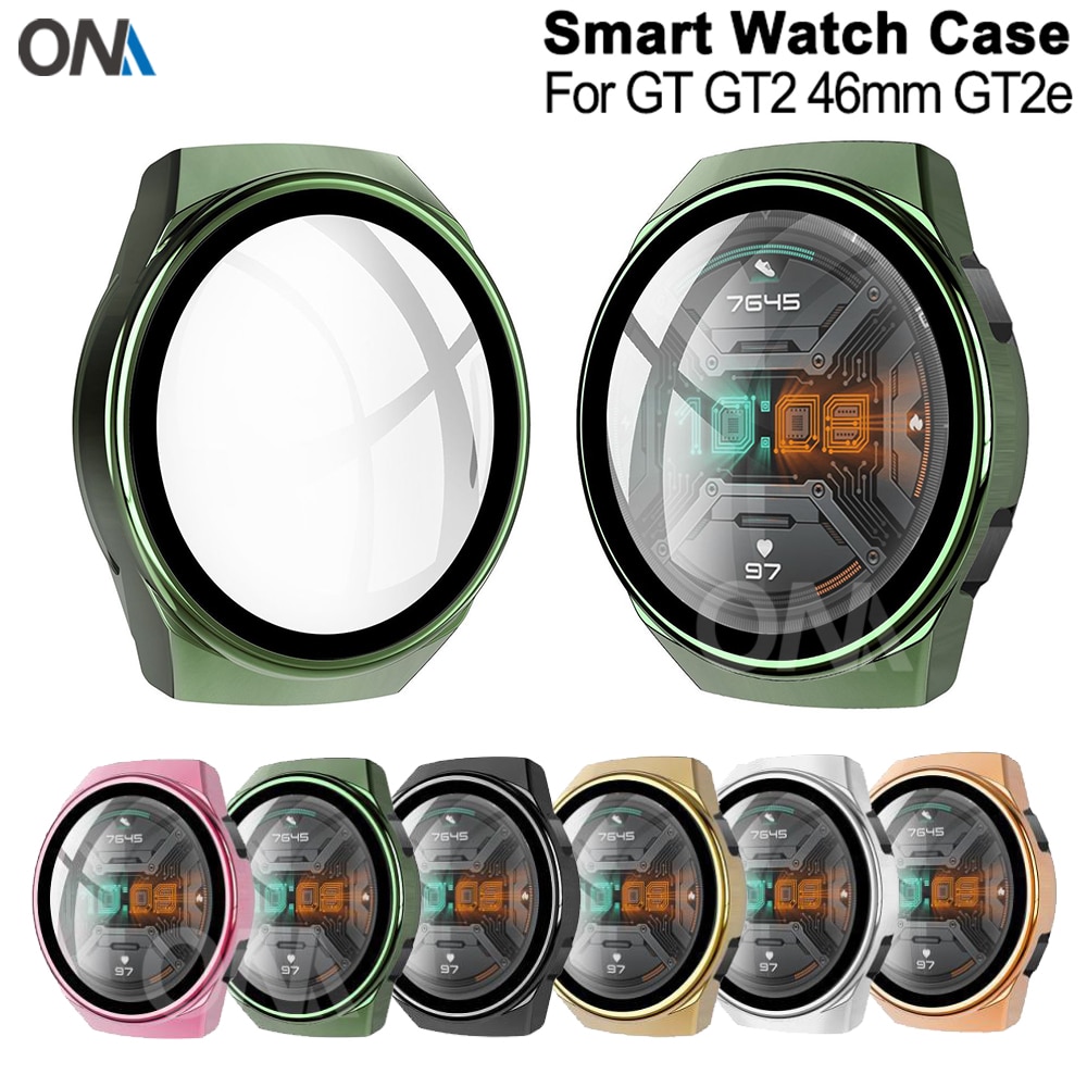 Per il caso di Huawei Orologio GT 2E GT2E GT2 GT 2 42 millimetri 46 millimetri di Copertura Completa Copertura Della Cassa Del Respingente con temperato Protezione Dello Schermo di Vetro