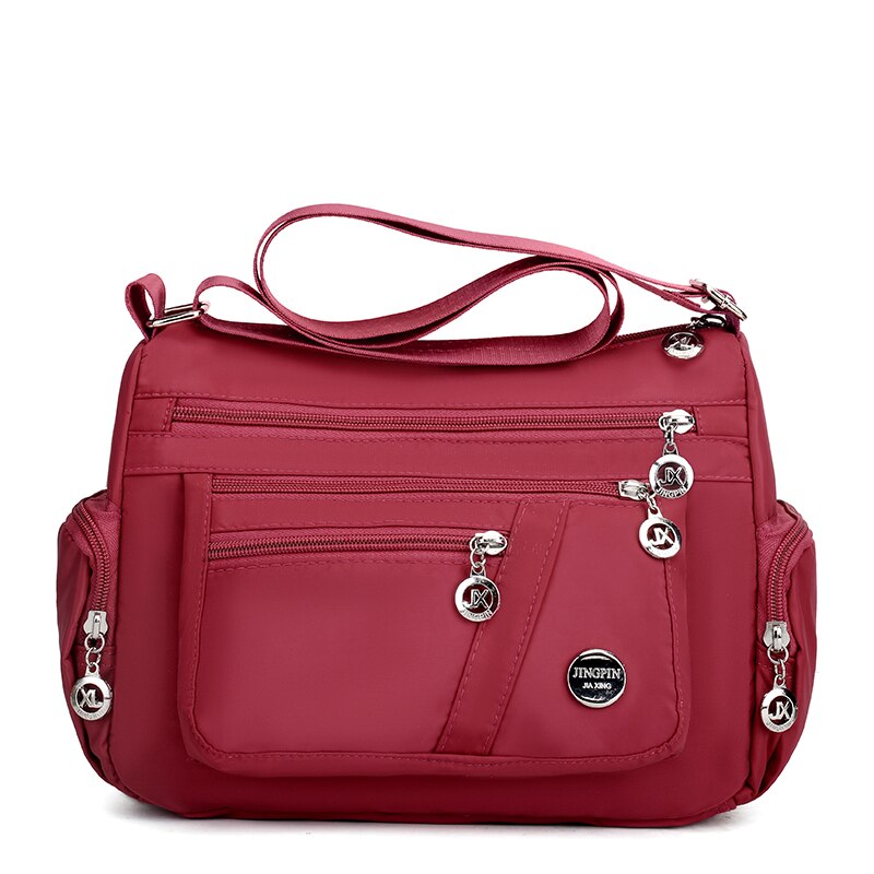 Kvinder skuldertasker vandtætte nylon messenger tasker casual rejse håndtasker kvindelige multilayer crossbody taske bolsos mujer: Burgunder