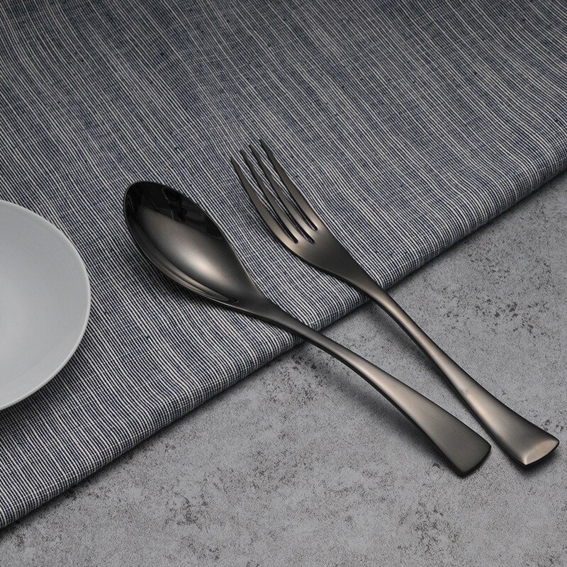 Romantiske klassikere sort bestik sæt rustfrit stål western food service sæt gaffel bøf kniv spisestel