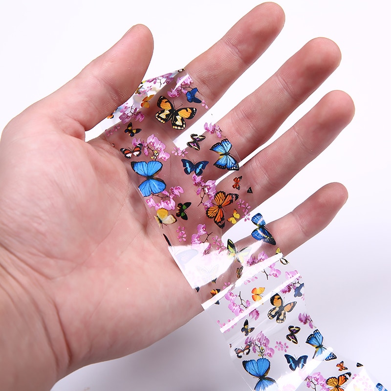 Nail Art Transfer Folies Nail Sticker Tip Decal Decoratie DIY Butterfly Plum Bloem Manicure Gereedschap