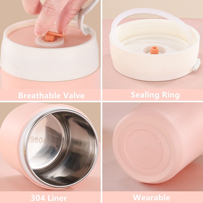 304 Stainless Steel Breakfast Cup Milk Oatmeal Insulation Cups Students Work Adult Insulating Soup Leakproof Cup With Spoon Lid