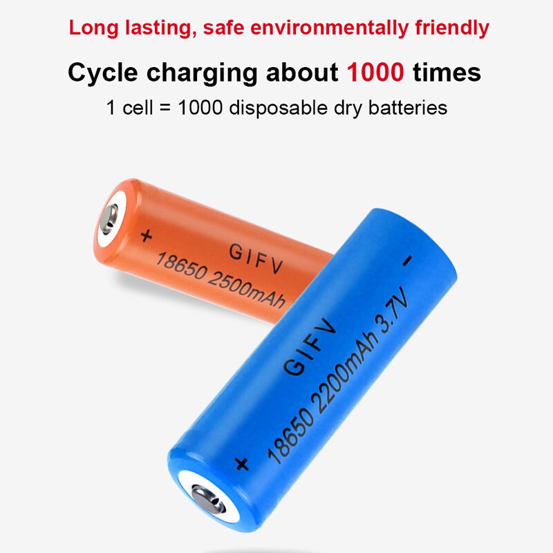 18650 Oplaadbare Batterijen 2200Mah Lithium Batterij 3.7V Hoge Capaciteit Power Koplamp Fan Platte Kop Zaklamp Voor Elektronica