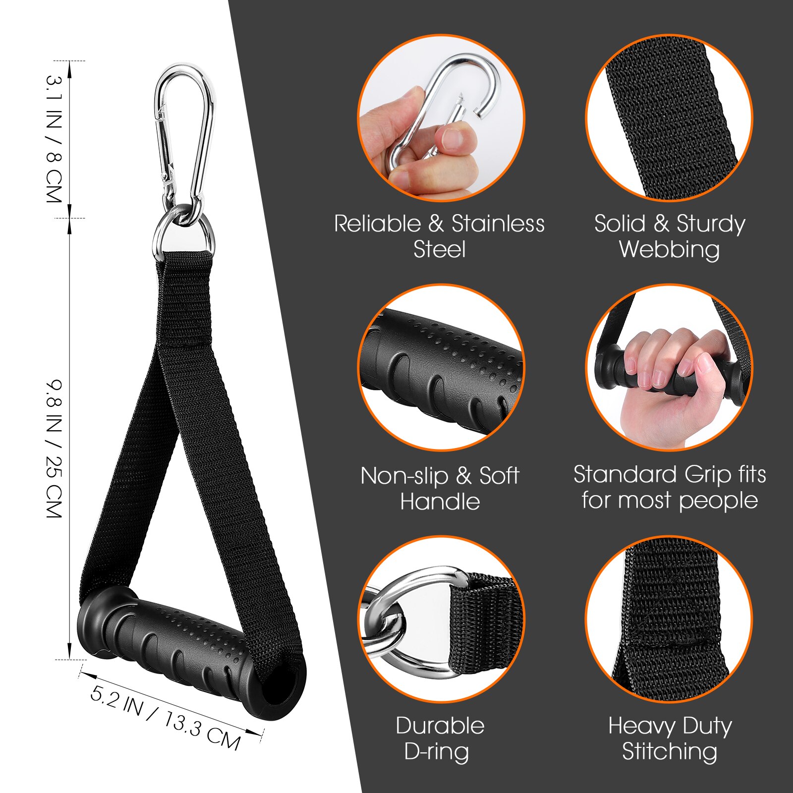 Abaodam Down Bar with Carabiners Exercise Hand Handles Rotating Straight Bar for Home Gym Cable Machine Attachment