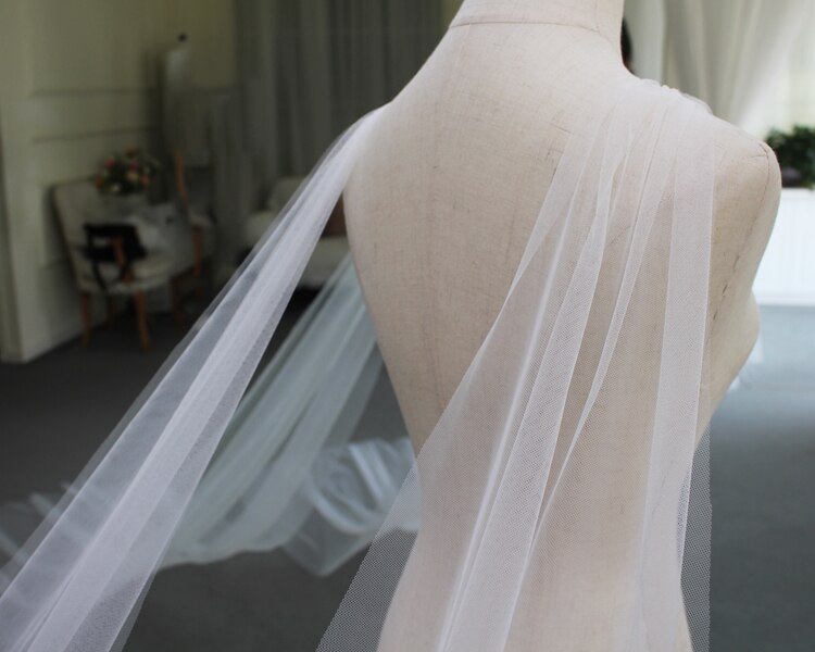 Lange Trein Chiffon Trouwjurk Cape Lange Wit Ivoor Bruiloft Jasje Bolero Schouder Cape Bridal Wrap