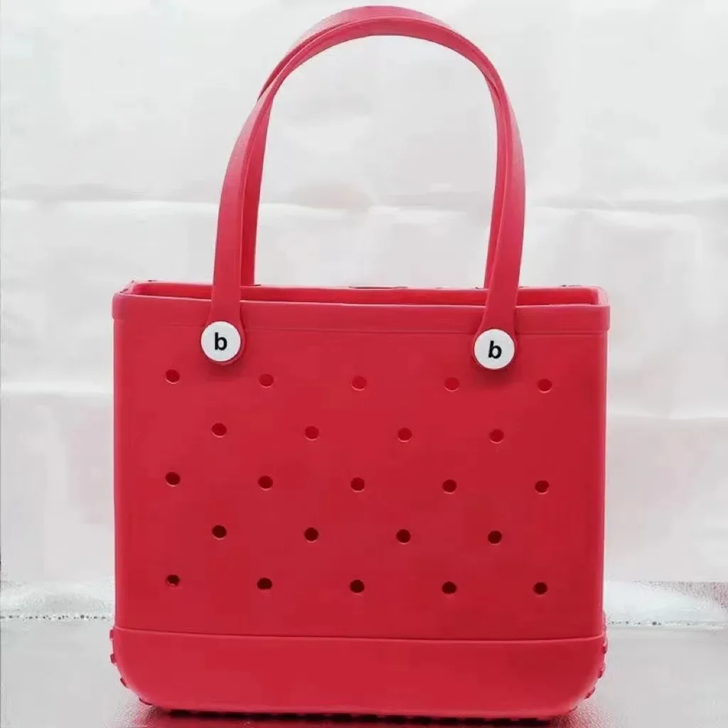 Mode Strand Bogg Bag Rubber Waterdichte Mand Grote Capaciteit Zomer Opslag Schouder Handtas Reizen Vrouwen Draagtas Boodschappentassen: Rood