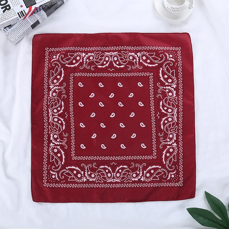 55*55cm Hüfte hüpfen Bandana Platz Schal Schwarz verrotten Paisley Stirnband Gedruckt Frauen Männer Jungen Mädchen Sport Wandern Schals: Wein