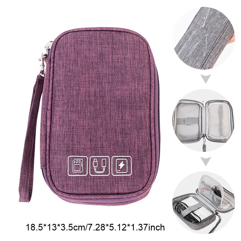 kabelopbergtas Elektronische organizer Digitale oplader Draden USB Power Pouch Draagbare reisaccessoires Benodigdheden: Blauw