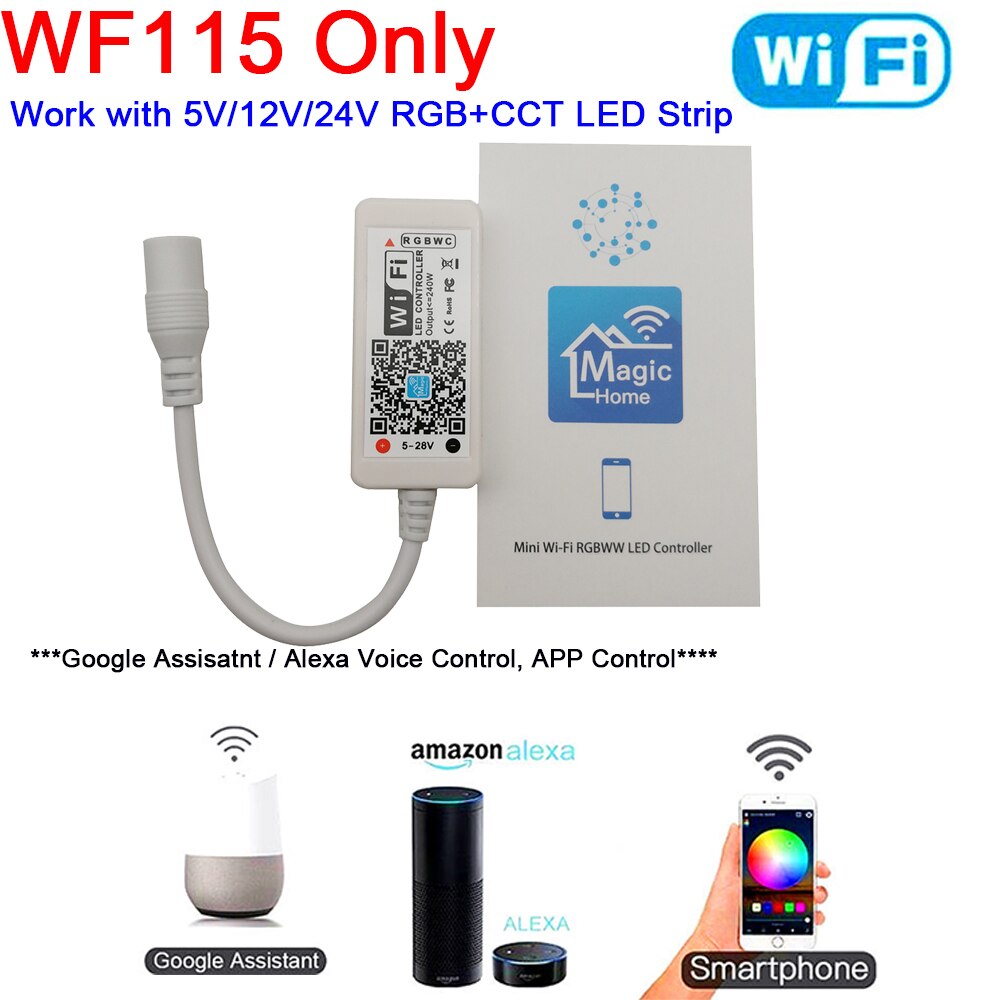 Magic Home-controlador de tira LED para teléfono inteligente, RGB, RGBW, Bluetooth, Control RF/infrarrojos, Control remoto por voz, Alexa y Google