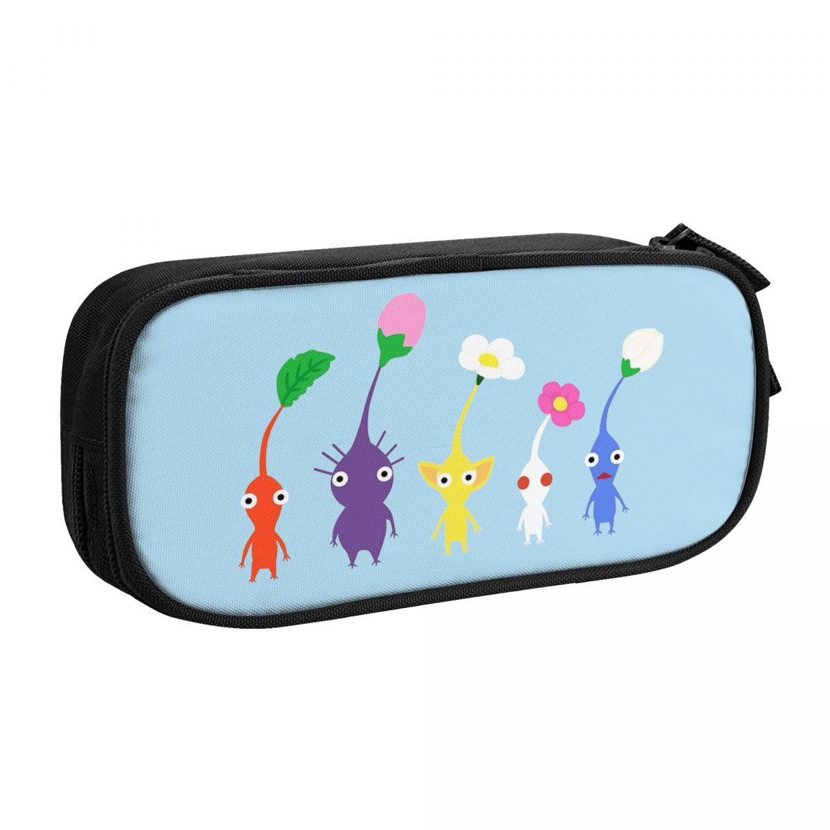Cute Pikmin Pencil Case Pencilcases Pen Holder for Student Big Capacity Bags Office Zipper Stationery: black