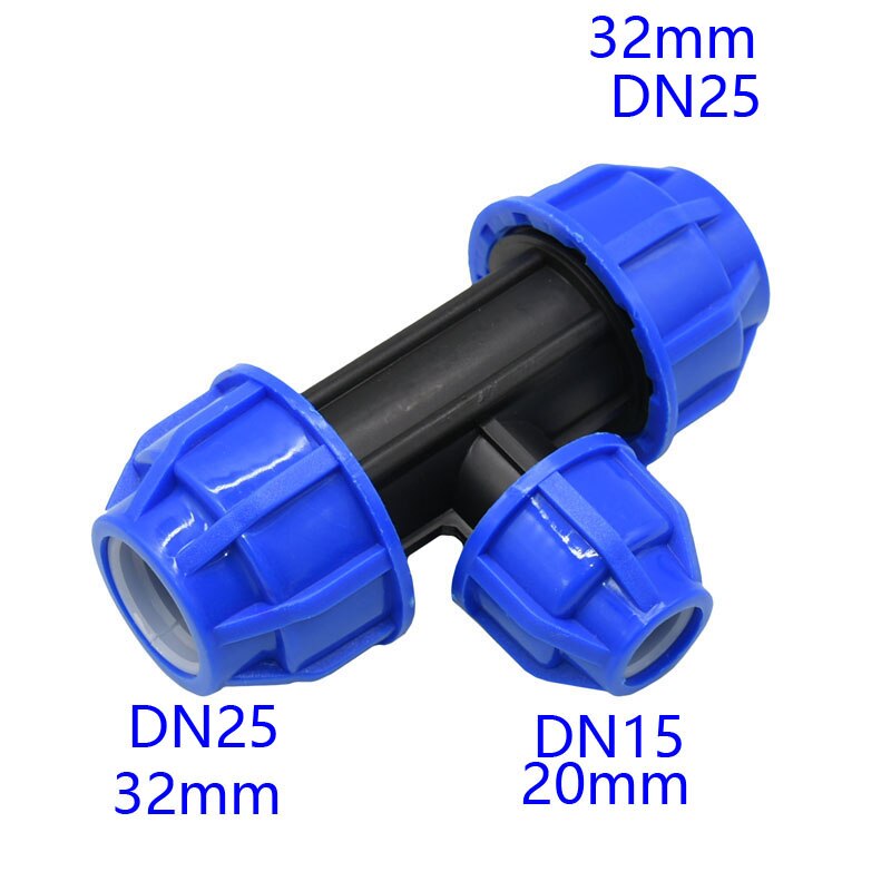 Dn15 dn20 dn25 ppr pvc pe rør tee vann splitter 1/2 3/4 1 tommers vannrør reduserende tee t kobling 1 stk.: C
