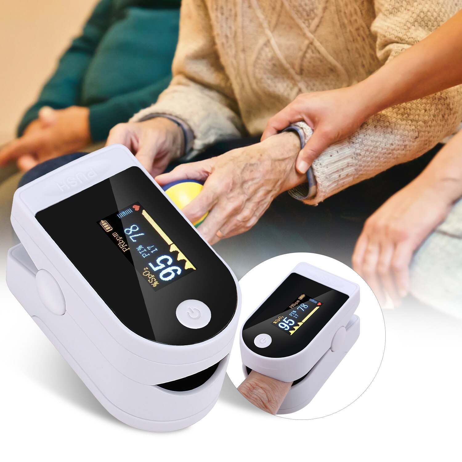 Blood Oxygen Finger Pulse Digital Fingertip Oximeter Oxygen Saturation Meter Finger Monitor Portable Oximetro (No Battery)