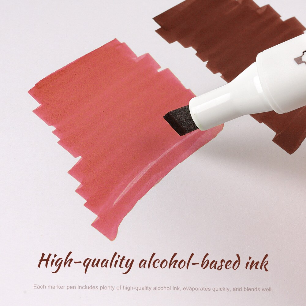 Arrtx ALP Art Marker Pen 24 Red Colors Art Markers Double-Tip Sketch Markers Alcohol Based Ink Tones Art Supplies