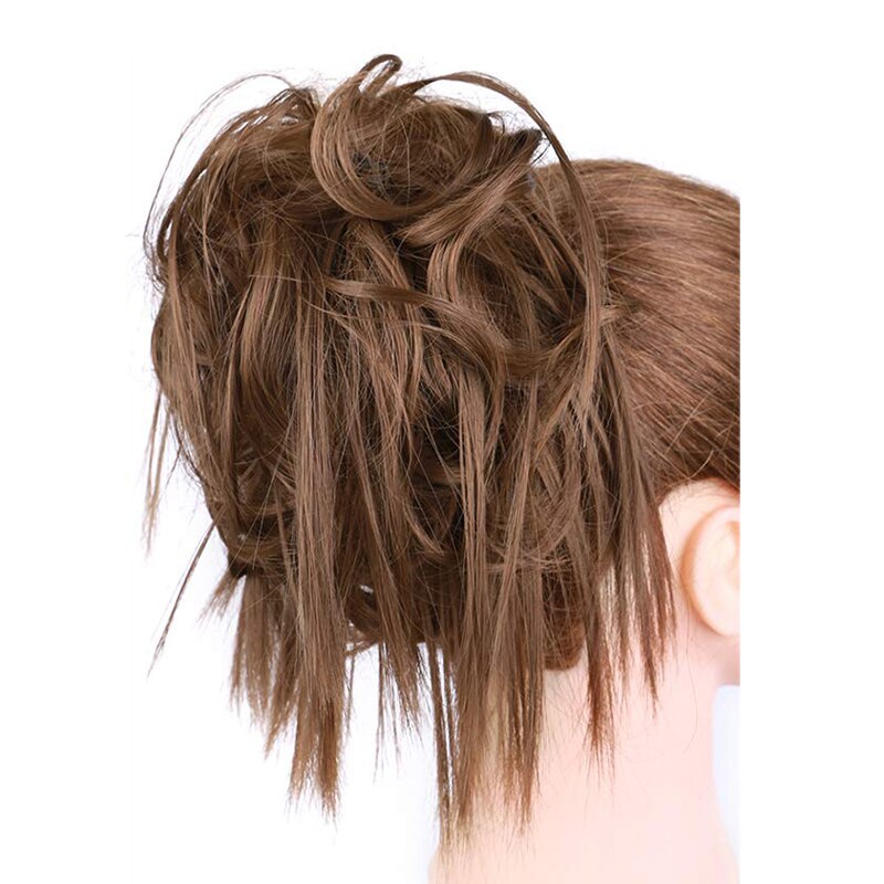 Messy Knot Chouchou Voor Vrouwen Haarstukje Extensions Synthetische Pruik Ring Wrap Chignon Zwart Bruin Hoge Temperatuur Fiber