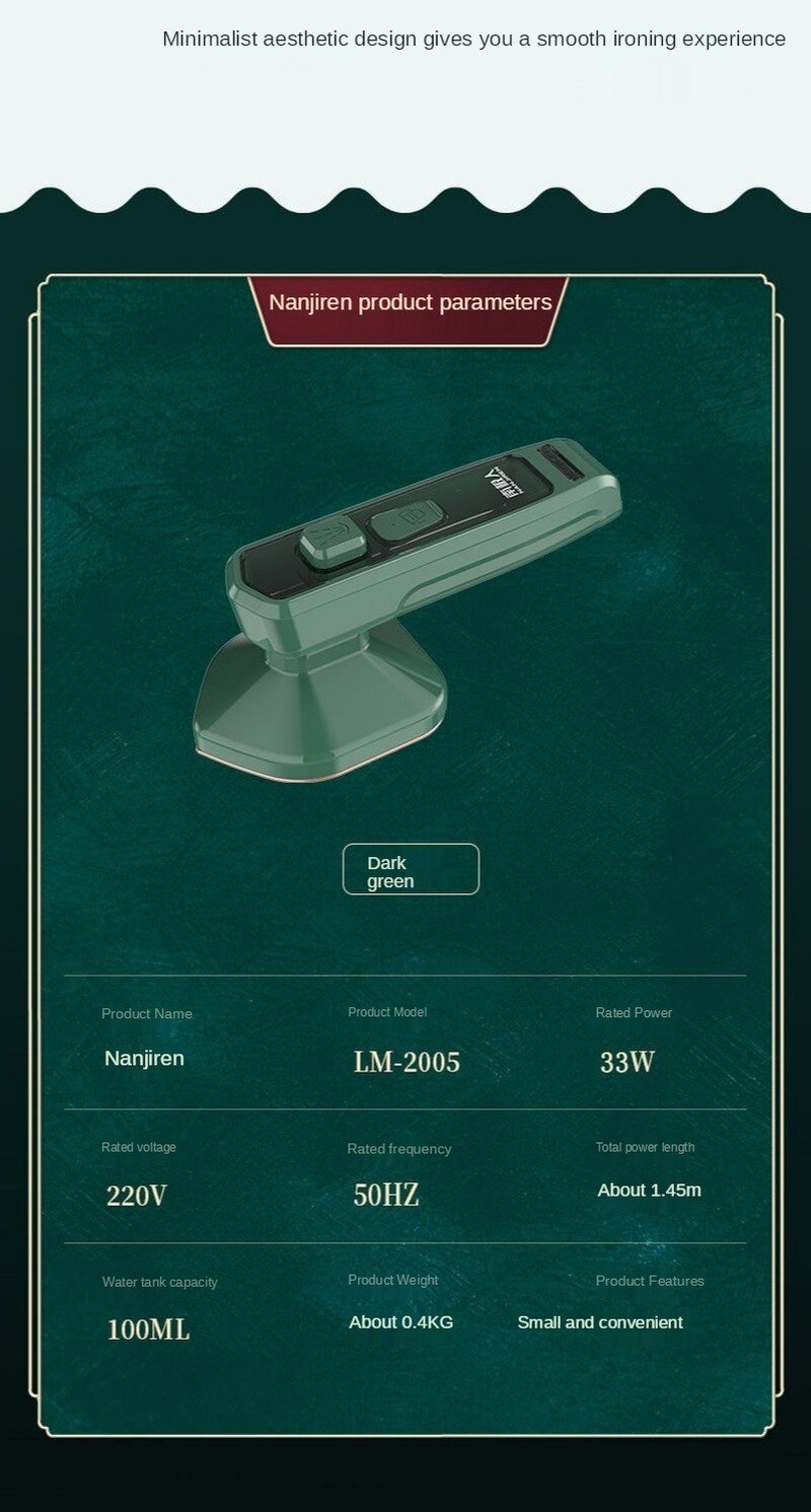 Mini Electric steam iron Fast Heat Handheld hanging Iron Portable garment steamer with Ceramic Soleplate For Home Travel