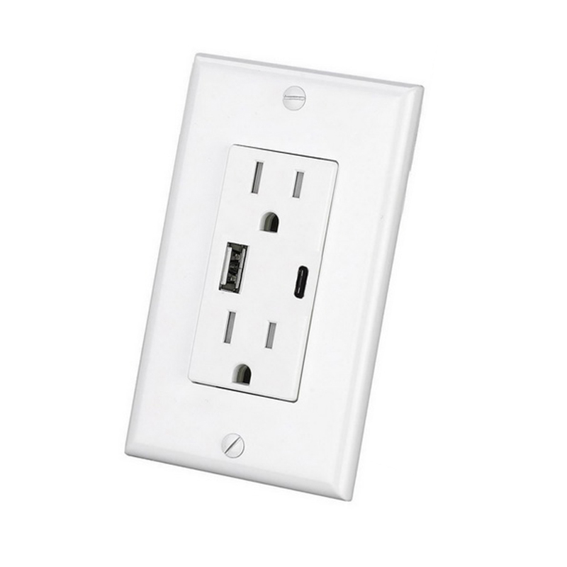 Us amerikansk standard 4.8a vægstik usb type a type c lade strømadapter udtag universal stik, tr beskyttelse, hurtigopladning