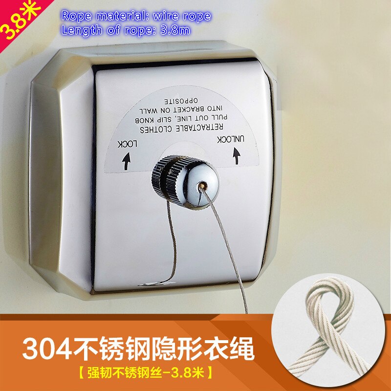 Antiskid Clothesline Simple Clothesline 304 Stainless Steel Retractable Wire Clothesline
