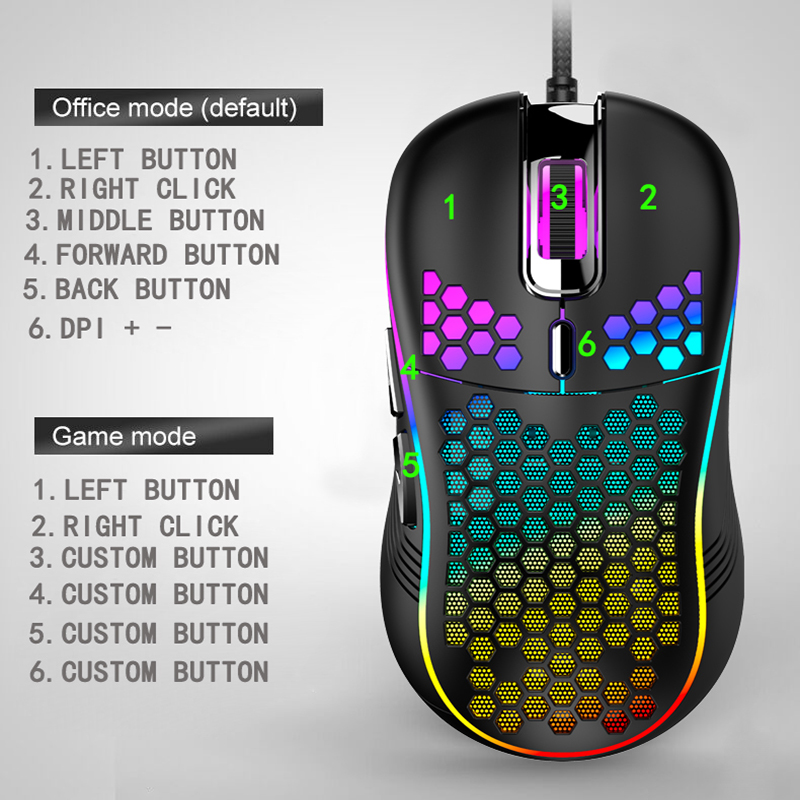 Przewodowa mysz do gier USB Mysz mechaniczna USB Luminous Light Mouse 7200DPI Regulowane optyczne myszy dla graczy do gier komputerowych