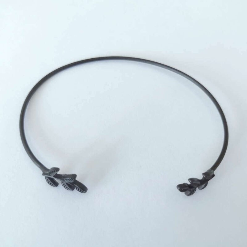 Leaf Bangle, Vintage Open Adjustable Feather Charm Bracelets For Women, Sweet Jewelry,: Black