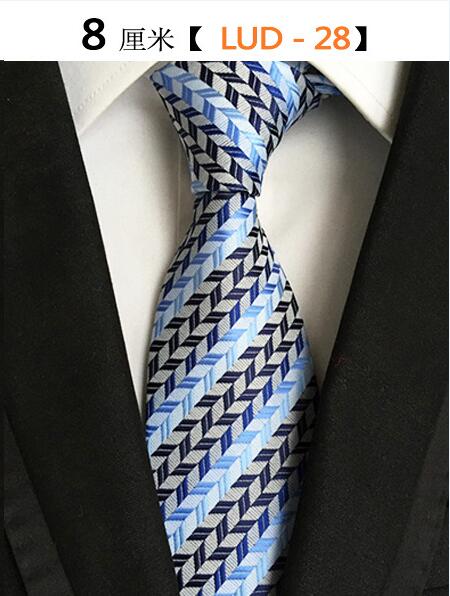Ricnais – cravate en soie tissée Jacquard pour hommes, 8cm, rayée, costume d'affaires pour fête de mariage, tendance, 100%: 28
