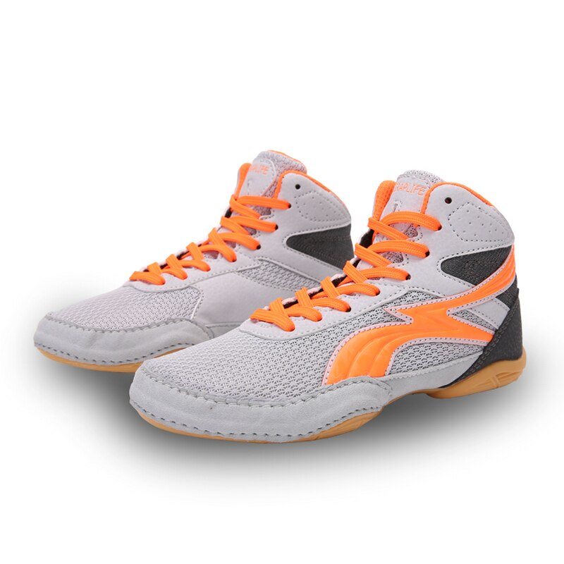 Kid's Wrestling Shoes Boys Girls Fighting Boxing Boots High Top Athletics Training Sport Sneakers Wrestling Boots: grey / 36