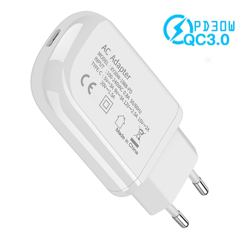 Szybka ładowarka 30W PD 3.0 typ c ładowarka PowerPort Mini Compact dla iPhone13 12 ładowarka usb dla xiaomi 12 dla Samsung: EU White