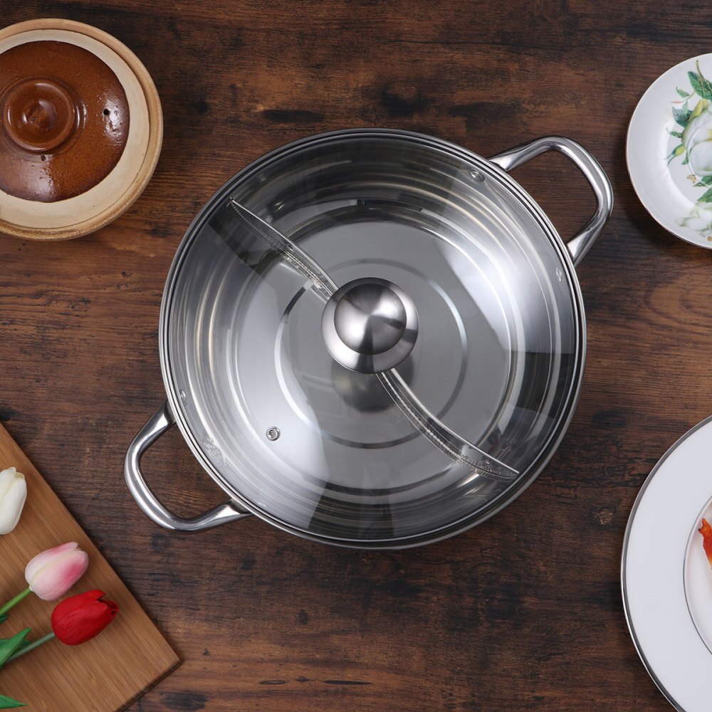 Bestonzon 1pc dubbelzijdige yin yang duurzame multifunctionele kookpotten met glazen deksel kookgerei voor keukenrestaurant