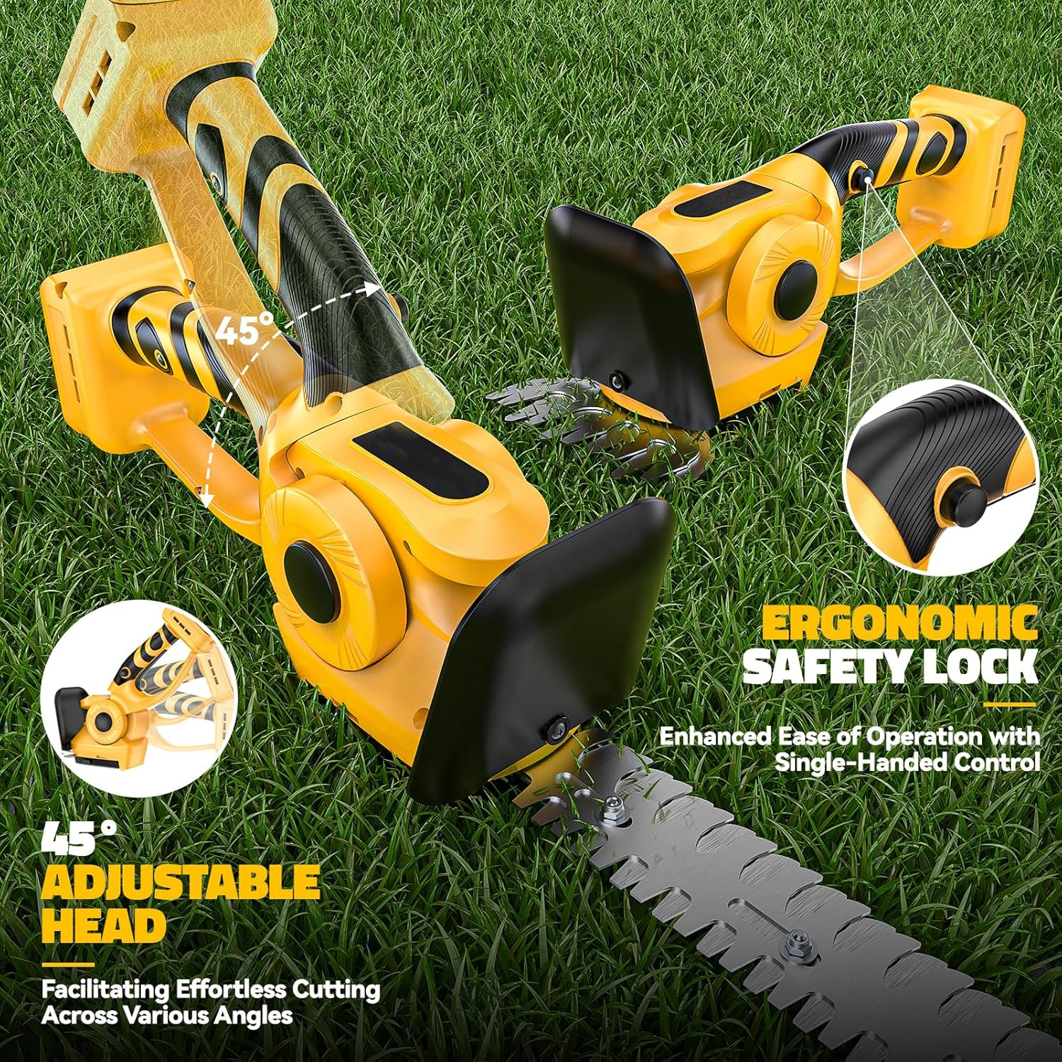 2 in 1 trådløs hekksaks, elektrisk håndholdt hekksaks for hage, plen, bakgård, gresstrimmer, busktrimmer for dewalt, 20v stk. batteri