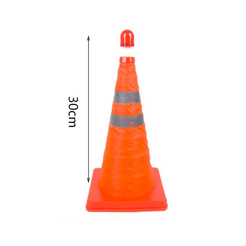Cône de circulation télescopique, panneau d'avertissement de voiture, bloc de route réfléchissant, cône de route, d'urgence, triangulaire, signe de sécurité d'exportation,: 30 cm with light