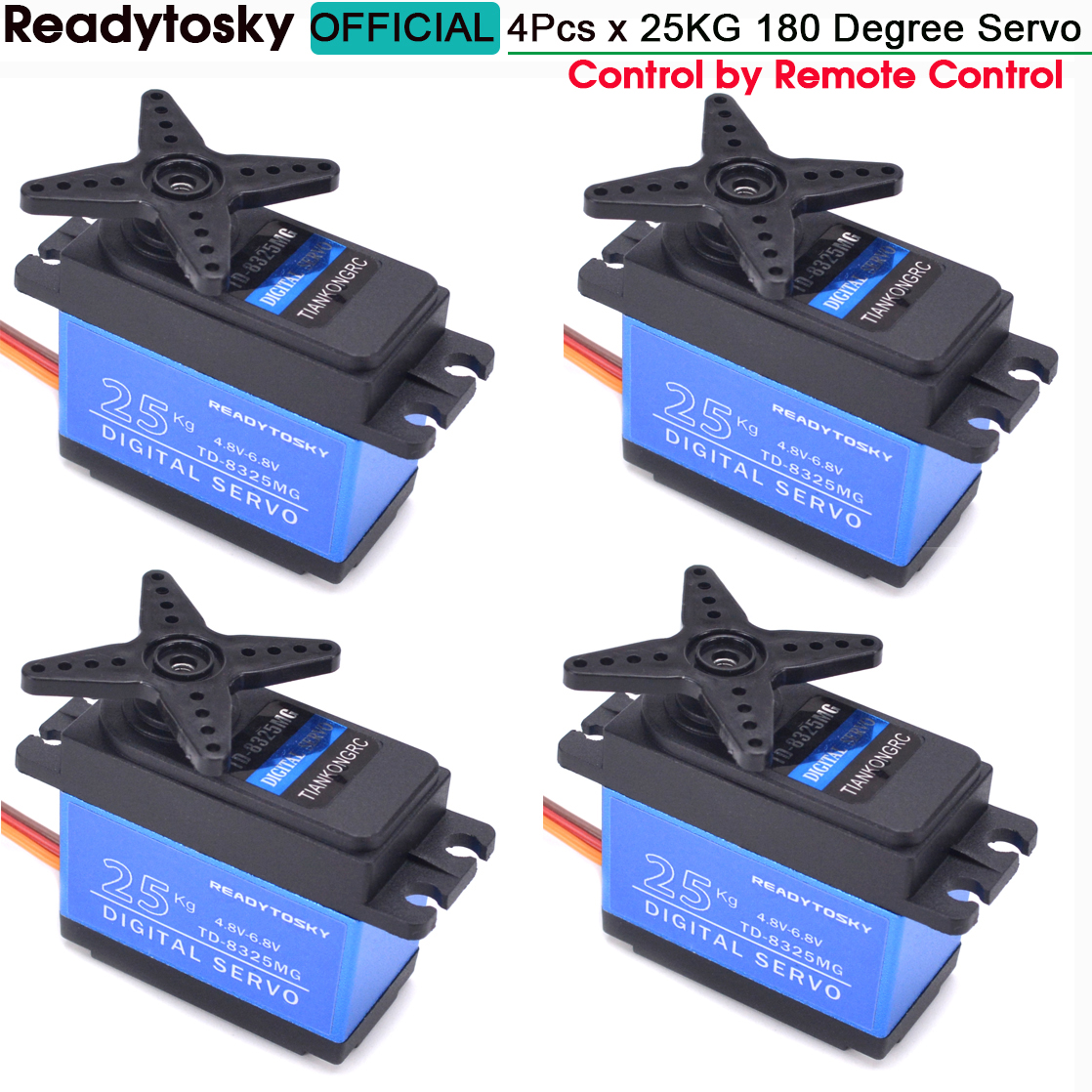 20kg TD8120MG / 25kg TD8325MG Hohe Drehmoment Kernlosen Motor Servo Wasserdichte Digital 180 Grad Servo control durch Fernbedienung control: 4pcs 25KG SERVO