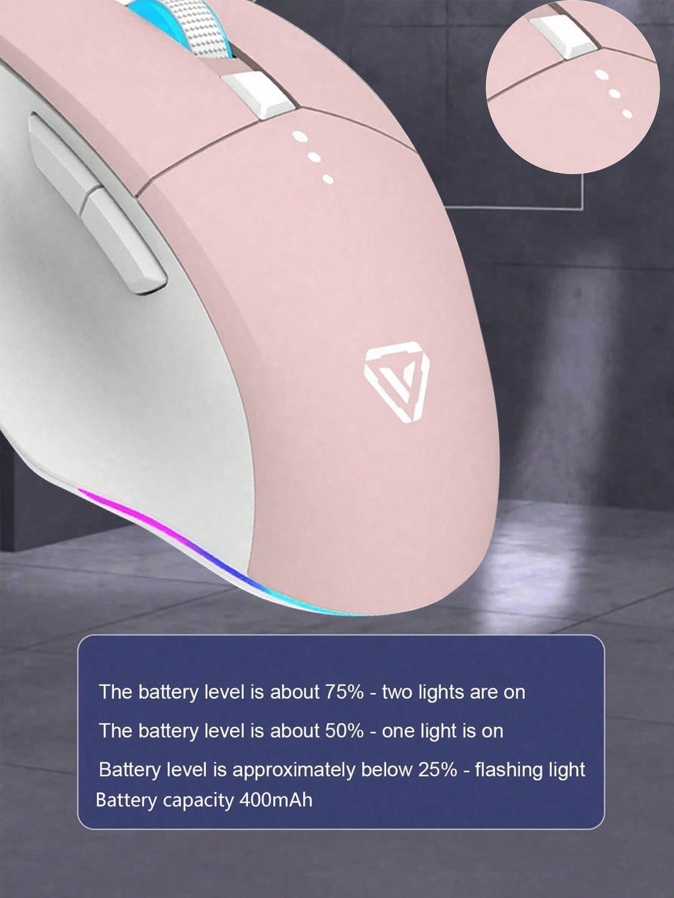 Dazzling wireless mouse, long battery life, high appearance level office games universal rechargeable mouse