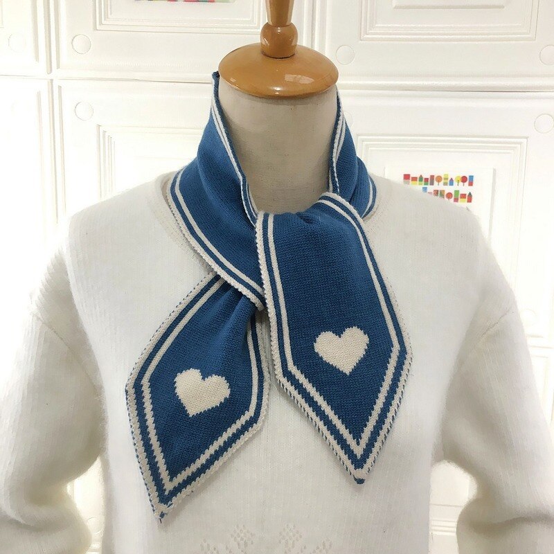 Forår strik uld kvinde tørklæde kærlig hjerte ren farve halstørklæde bufanda mujer hår tørklæde 95-9.5cm dame tørklæder hovedbeklædning