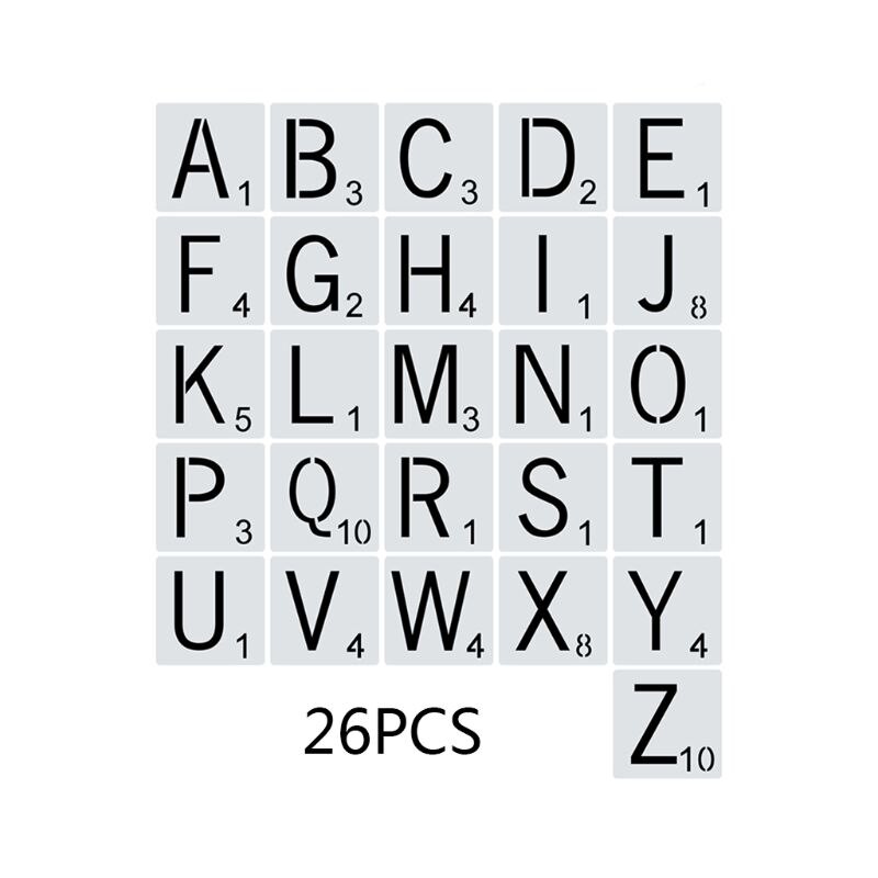 26pcs/set Alphabet Letters Stencils Drawing Template DIY Painting Scrapbooking: A