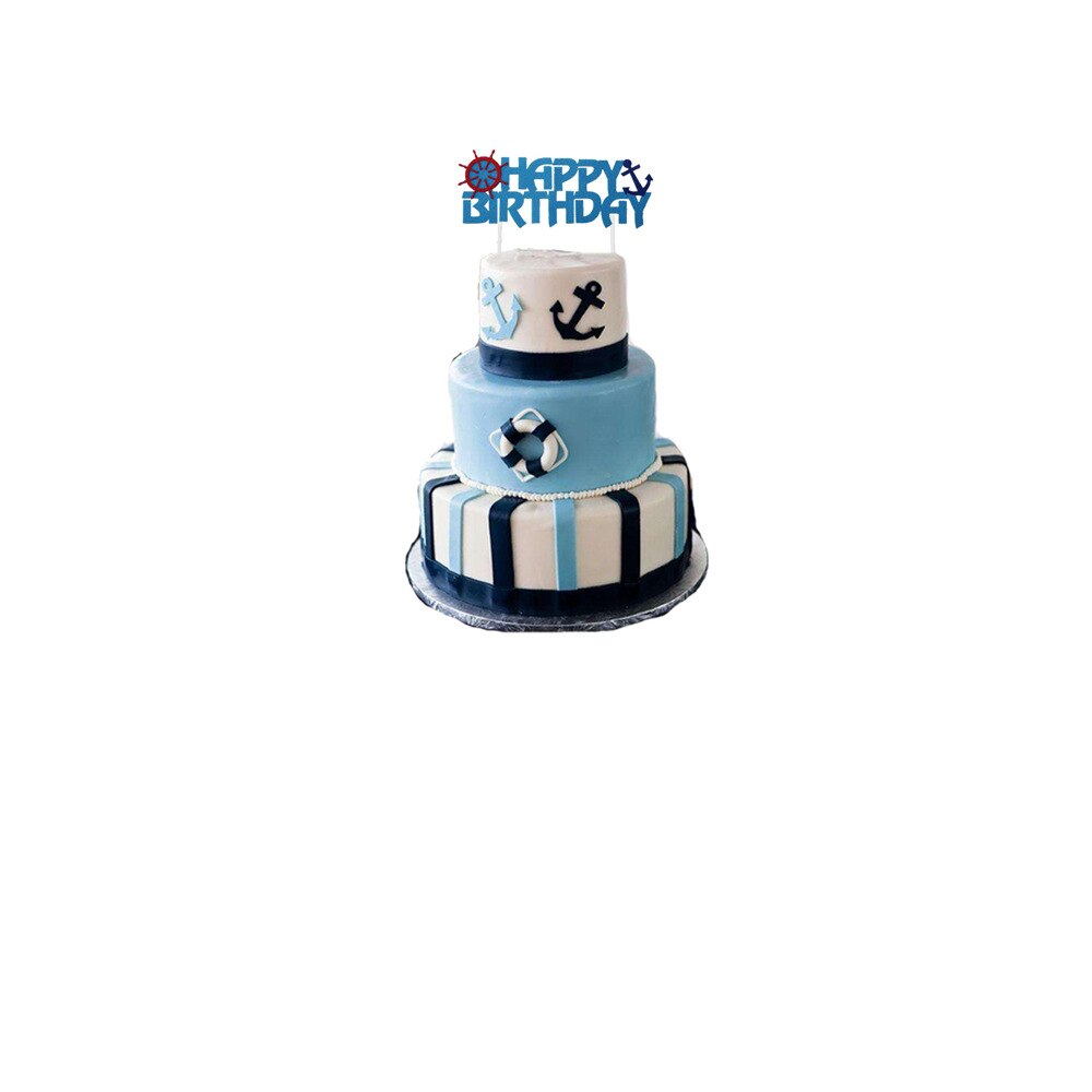 Sailor Anchor Nautical Happy Birthday Banner Nautical Cupcake Toppers for Boys Nautical Party Birthday Supplies Decorations
