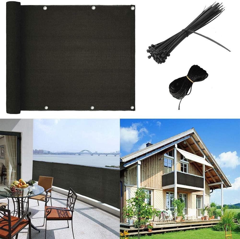 Balkon Privacy Screen Protector Weerbestendig Uv Balkon Cover ( 3 'X 16.4'-90X500CM-Black): Default Title