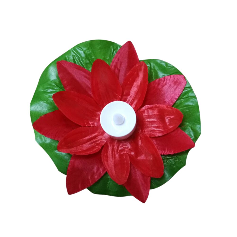 Flydende lotus lys pool udendørs have vand blomst led lampe lys elektronisk stearinlys lbshipping: Rød