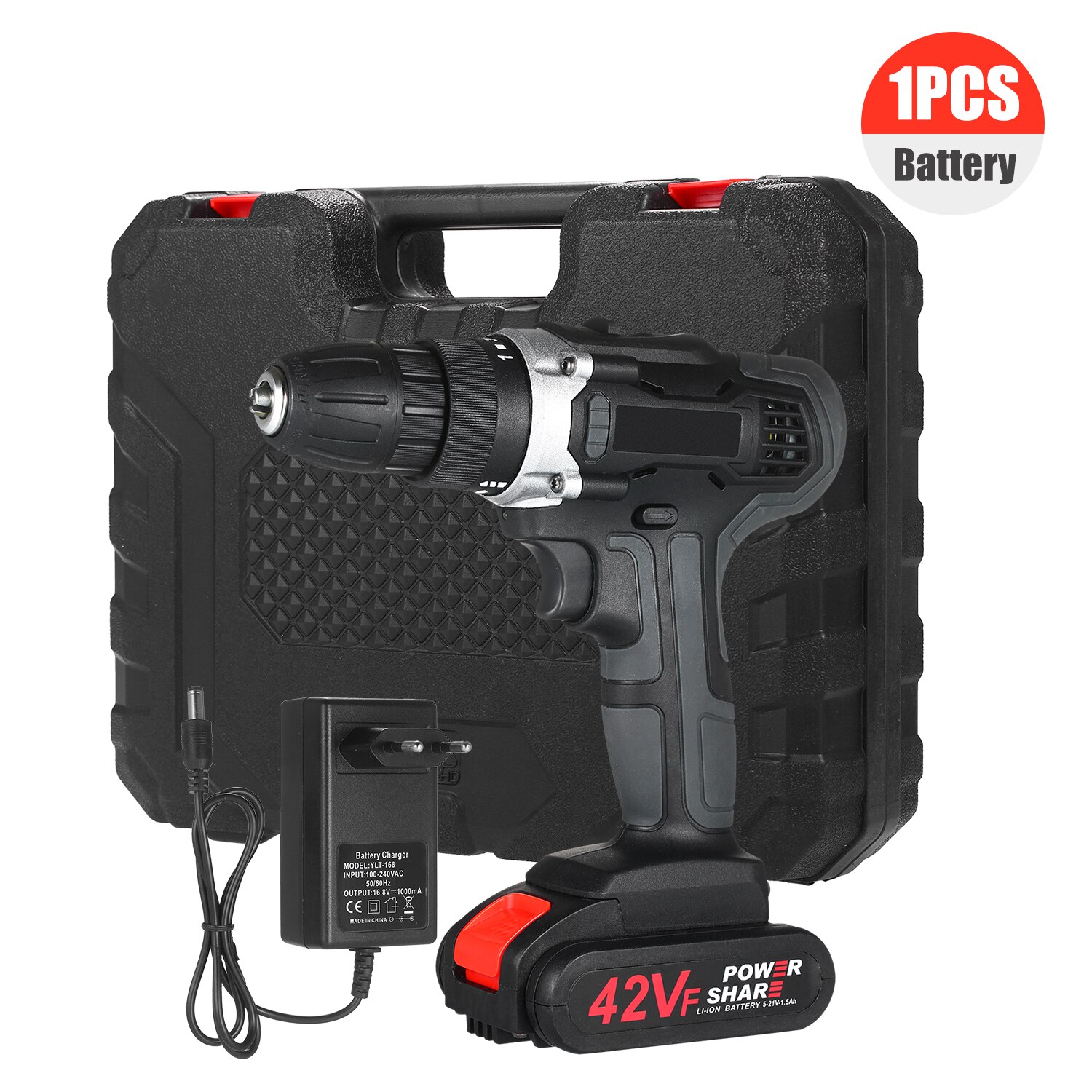 21V Cordless Drill Dirve Kit 2 Speed All Copper Cordless Power Drill Fast Charger Torque Setting Max Torque + 1x1.5Ah Batteries: 1 Battery / us